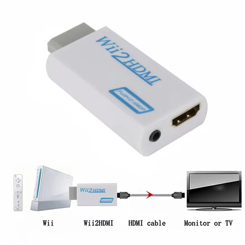 Full HD 1080P Wii To HDMI-compatible Adapter Converter 3.5mm Audio For PC HDTV Monitor Wii2 To HDMI-compatible Converter Adapter