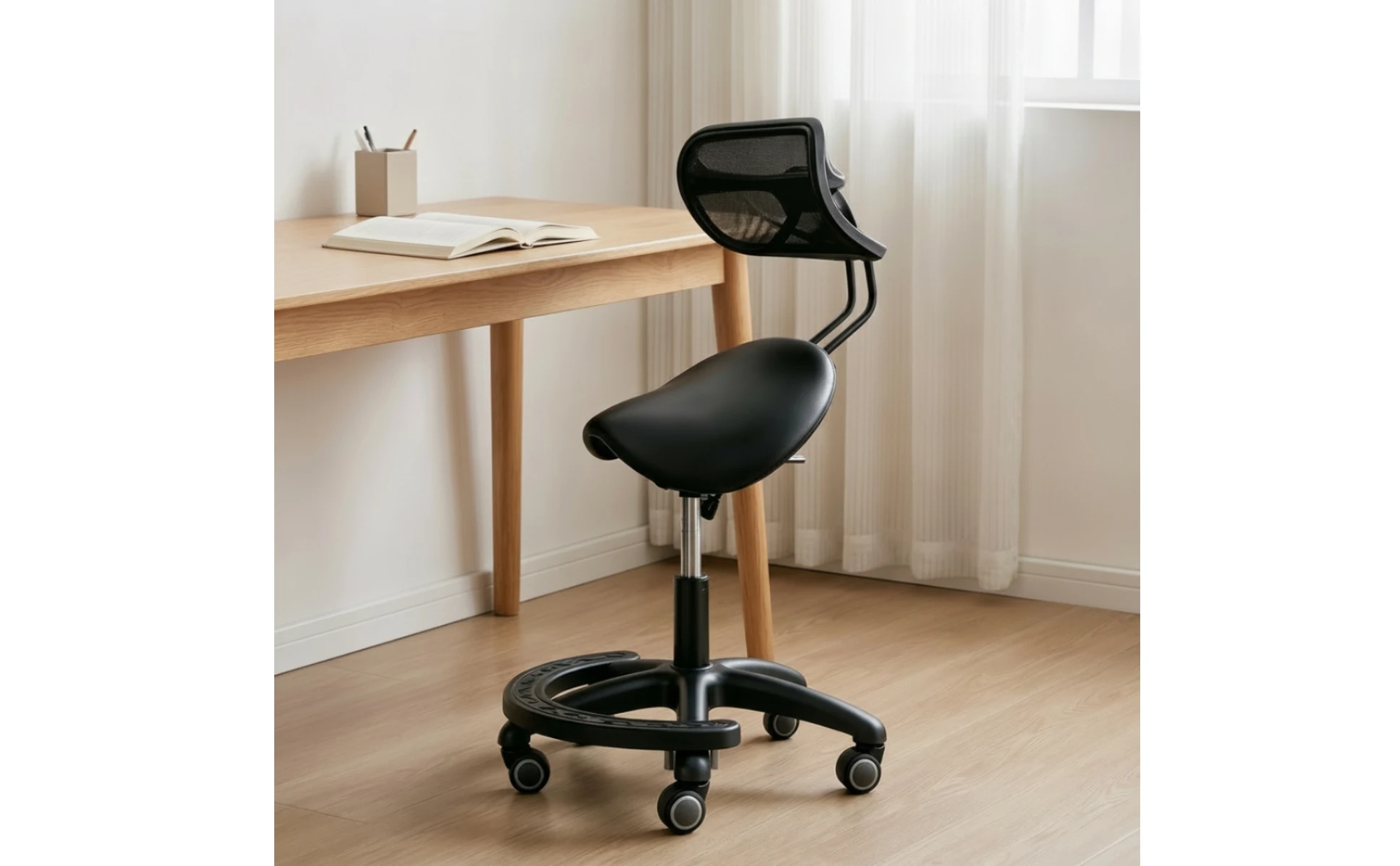 Saddle Stool with Wheels Ergonomic Stool with Backrest Saddle Chair Heavy-Duty for Stylists, Salon, Medical Office Saddle Stool with Wheels Ergonomic Stool with Backrest Saddle Chair Heavy-Duty for Stylists, Salon, Medical Office