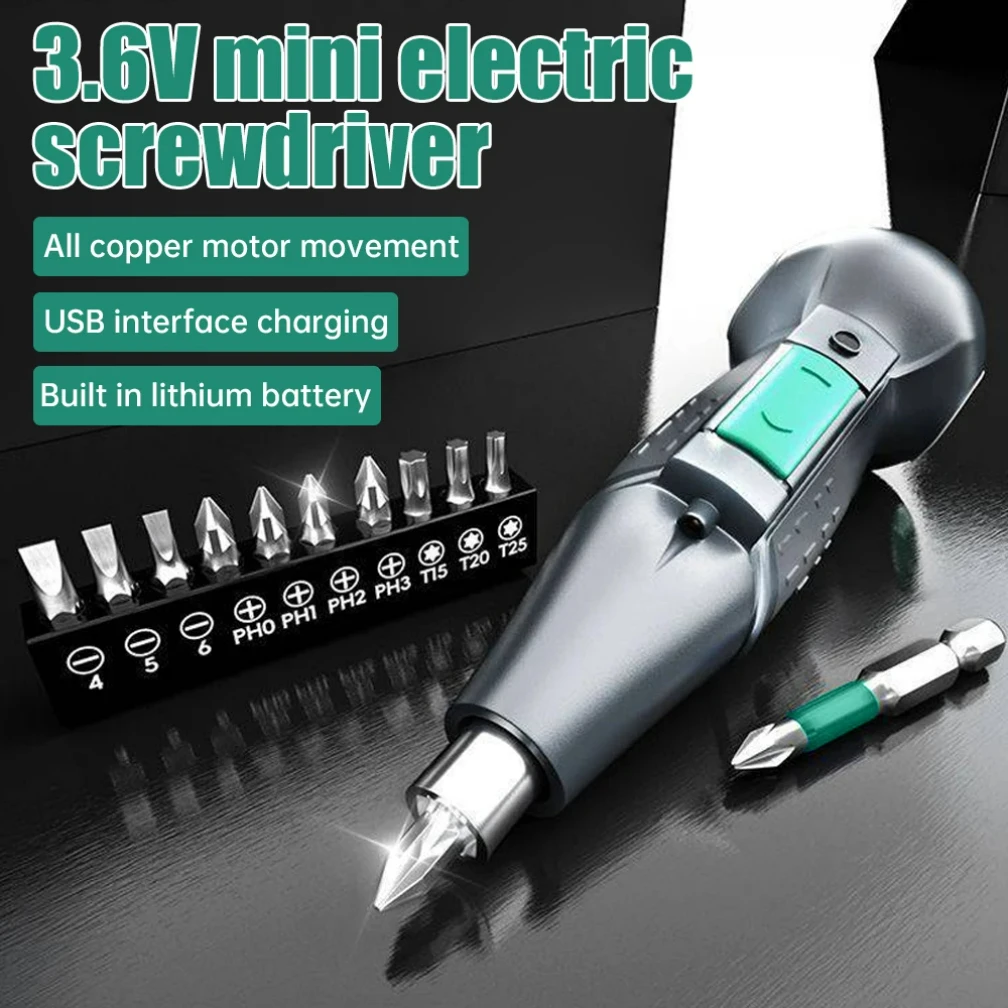 

Portable Mini Electric Screwdriver 3.6V DC Cordless Auto Screwdriver Hoist Handle Power Tool Set 2025 new