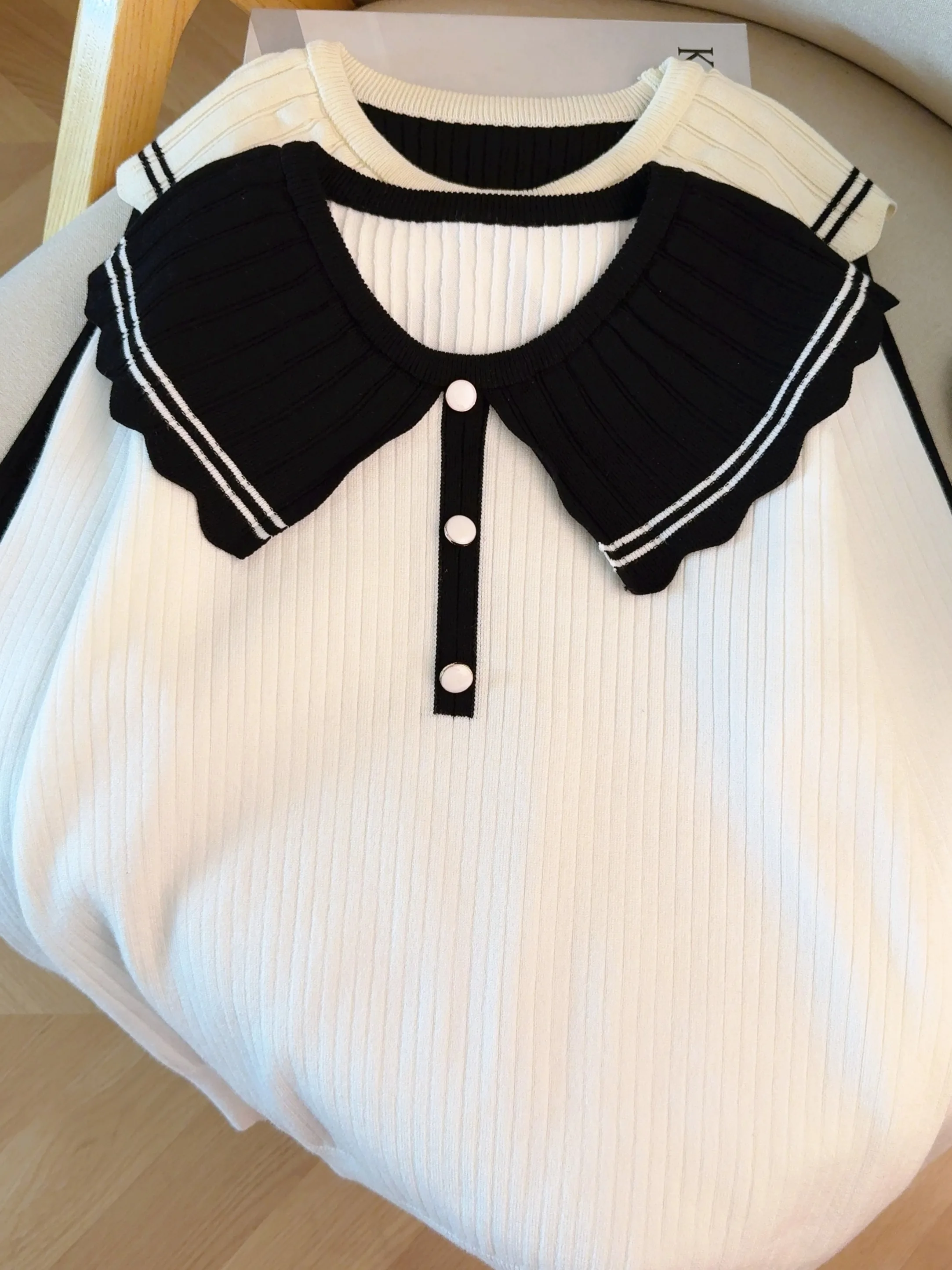 おすすめのセルフキーニットセーター、ドールカラー付き、ゆったりとした女性用インナーウェア、韓国風、長袖、暖かさを求める方へ