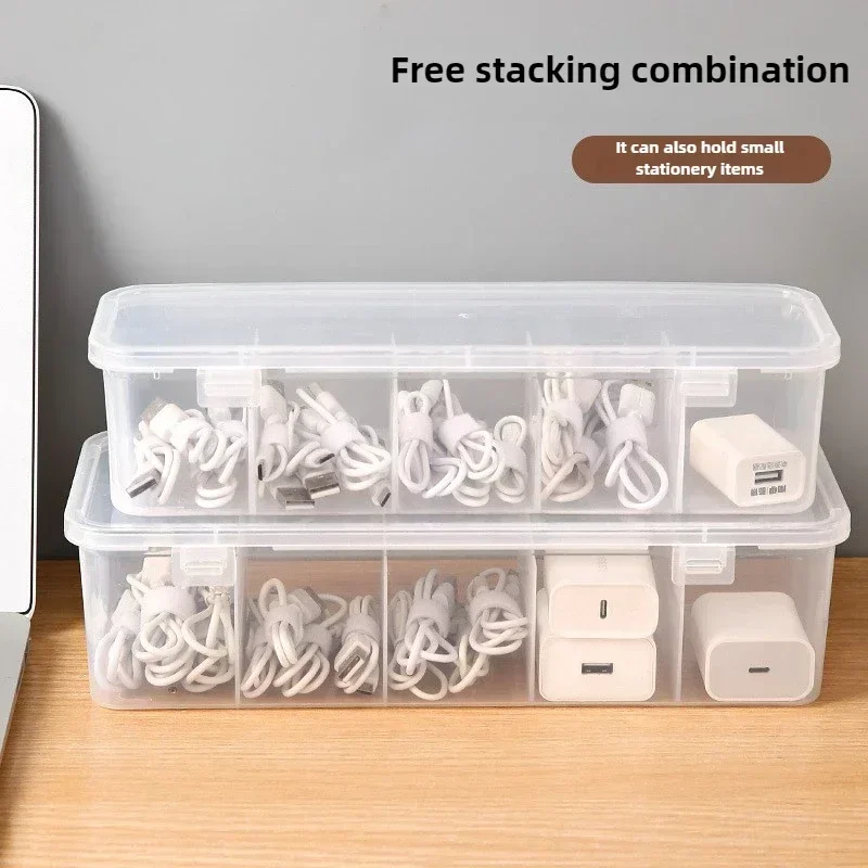 Organizador de cables de datos, caja transparente de clasificación, organizador de tarjetas a prueba de polvo con tapa, caja de colección para oficina y hogar