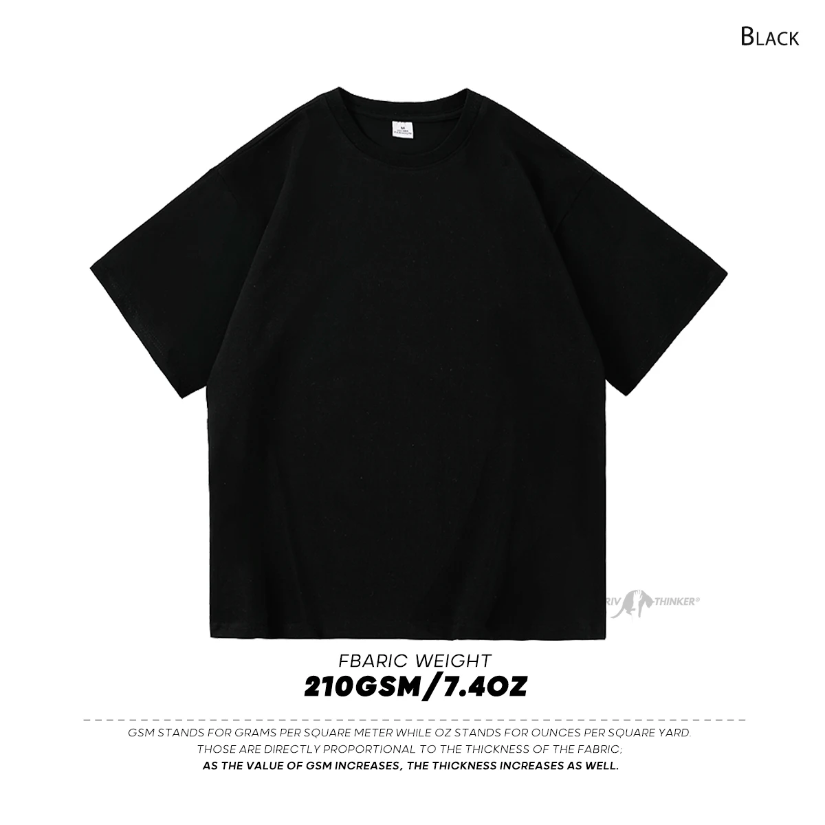 Quality 7.4oz 210gsm Drop-shoulder T-shirt For Men Large Size Short Sleeve Summer Cotton Tops Solid Color Casual Male Tee Shirts