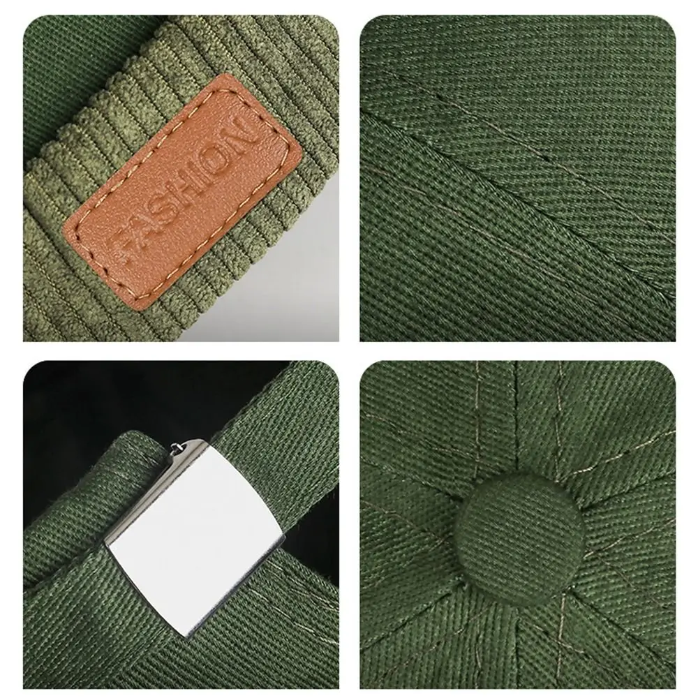 Nuevo Gorro ajustable sin ala, gorro Docker Vintage de Color sólido, gorros de piel de melón de pana,
