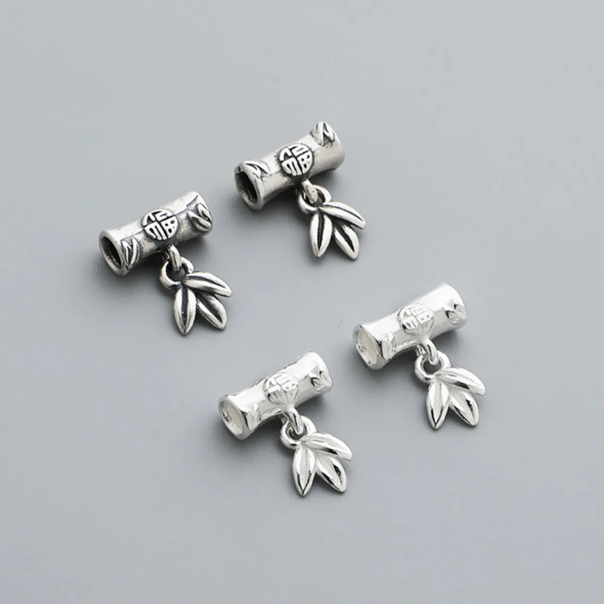 

1pc S925 Sterling Silver Bamboo shape Curved Tube Beads & Spacer Bead with Dangle for Jewelry Making