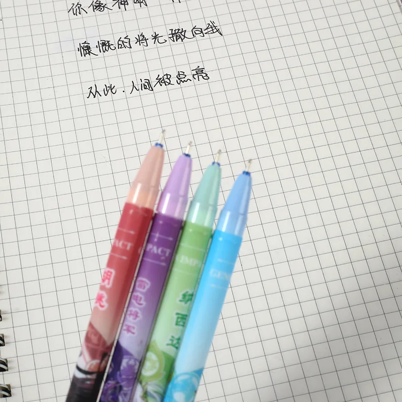 Genshin Impact Beelzebul Hu Tao Kaedehara Kazuha Venti HD Gel Pens 0.5mm Black Ink Large Capacity Caneta Kawaii Stationery Set