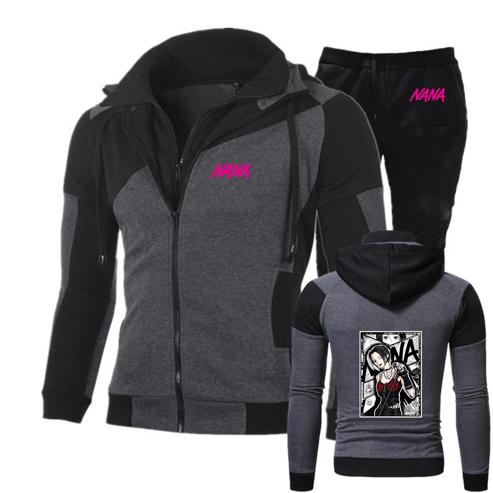 

Костюм мужской: худи и брюки в стиле японского аниме «Нана Осаки», весна-осень 2026, новая расцветка, повседневный, с диагональной молнией
