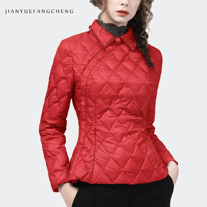 Imagem -06 - Moda Rendas Apliques Jaqueta Feminina para Baixo 2023 Inverno Nova Manga Longa Terno Colarinho Elegante Quente Pato Branco para Baixo Cabolsa Puffer Parkas