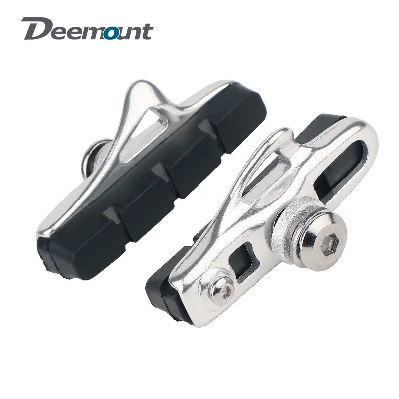 Road Bike Caliper Brake Blocks for Metal Rim C Clamp Wheel Friction Pads Replacement Bicycle Alum. Shoes W/ Inserts Low Noise