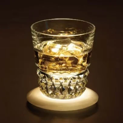 Natural Jade Glowing Cup Coaster Rechargeable Stackable Drink Mat Bar Home Wine Glass Decor
