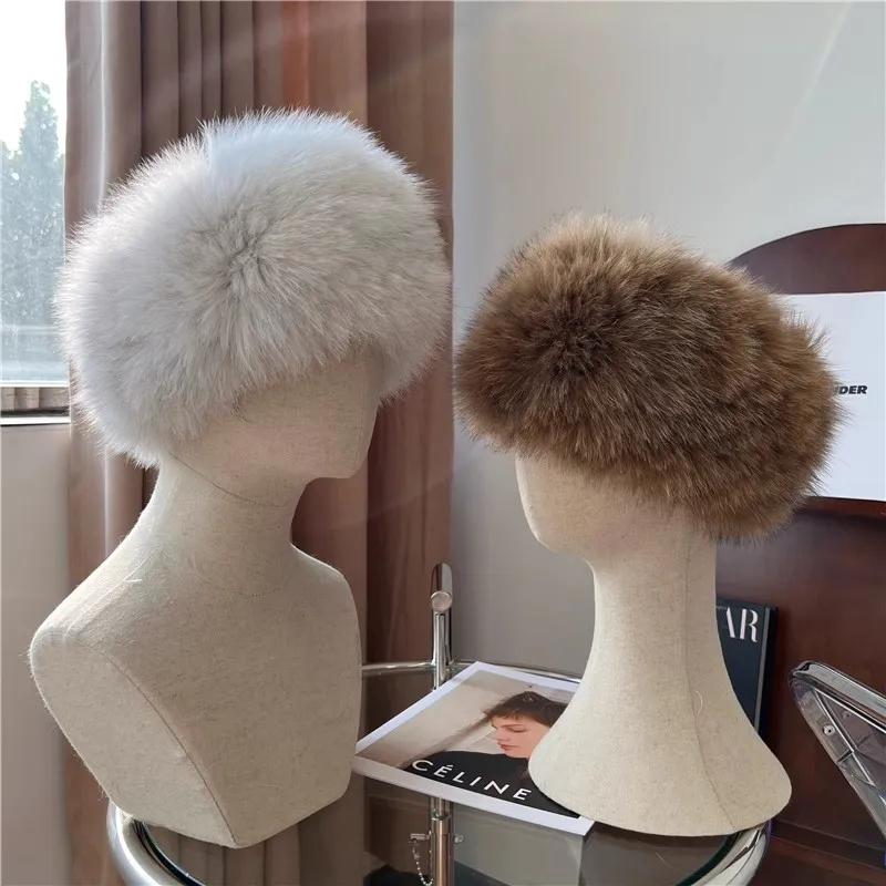 Autumn Winter Women's Fashion Natural Fox Fur Hollow Out Hat Female Winter Elastic Genuine Fox Fur Cap TB631