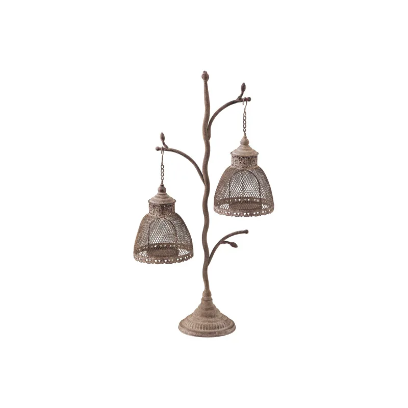 Vintage-Kerzenhalter im Industriestil, Vogelkäfige für den Garten, Windlampen-Dekorationen, Schmiedeeisen, antike Kunsthandwerksstücke, Requisiten