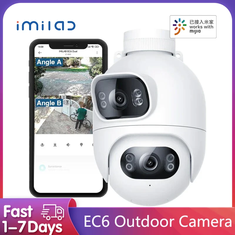 

IMILAB EC6 Dual IP Camera 2K Spotlight Outdoor WiFi Camera Dual Lenses Night Vision 360° Dual Angle Surveillance for Mi Home APP