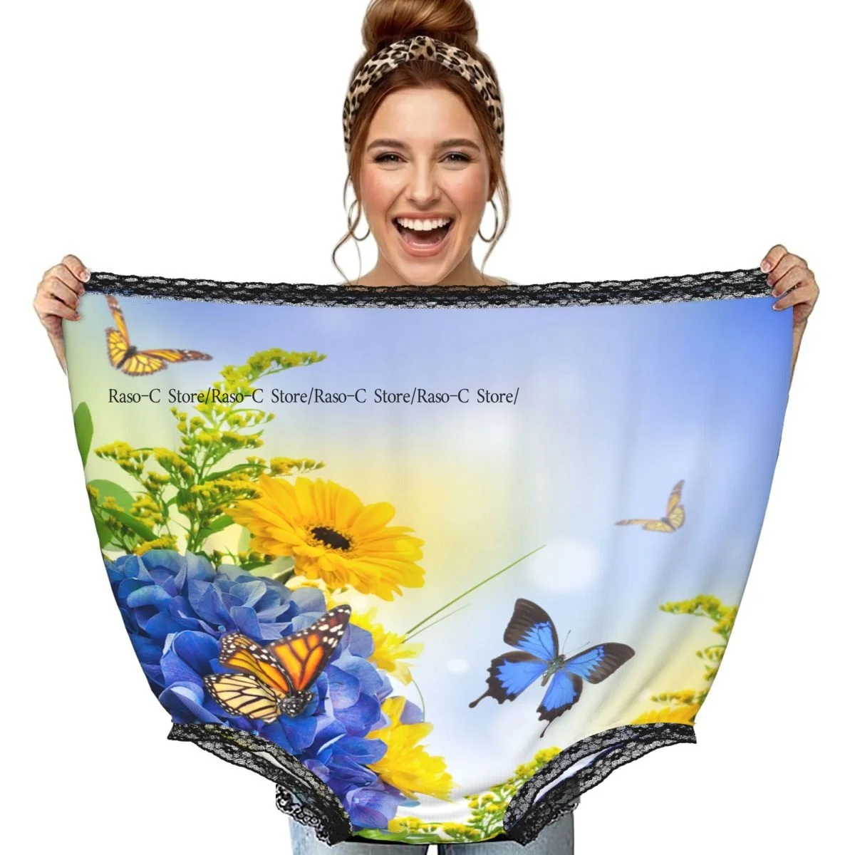 Blue Hydrangeas And Butterfly Grandma Underwear Interesting Prank Funny Gift Panties