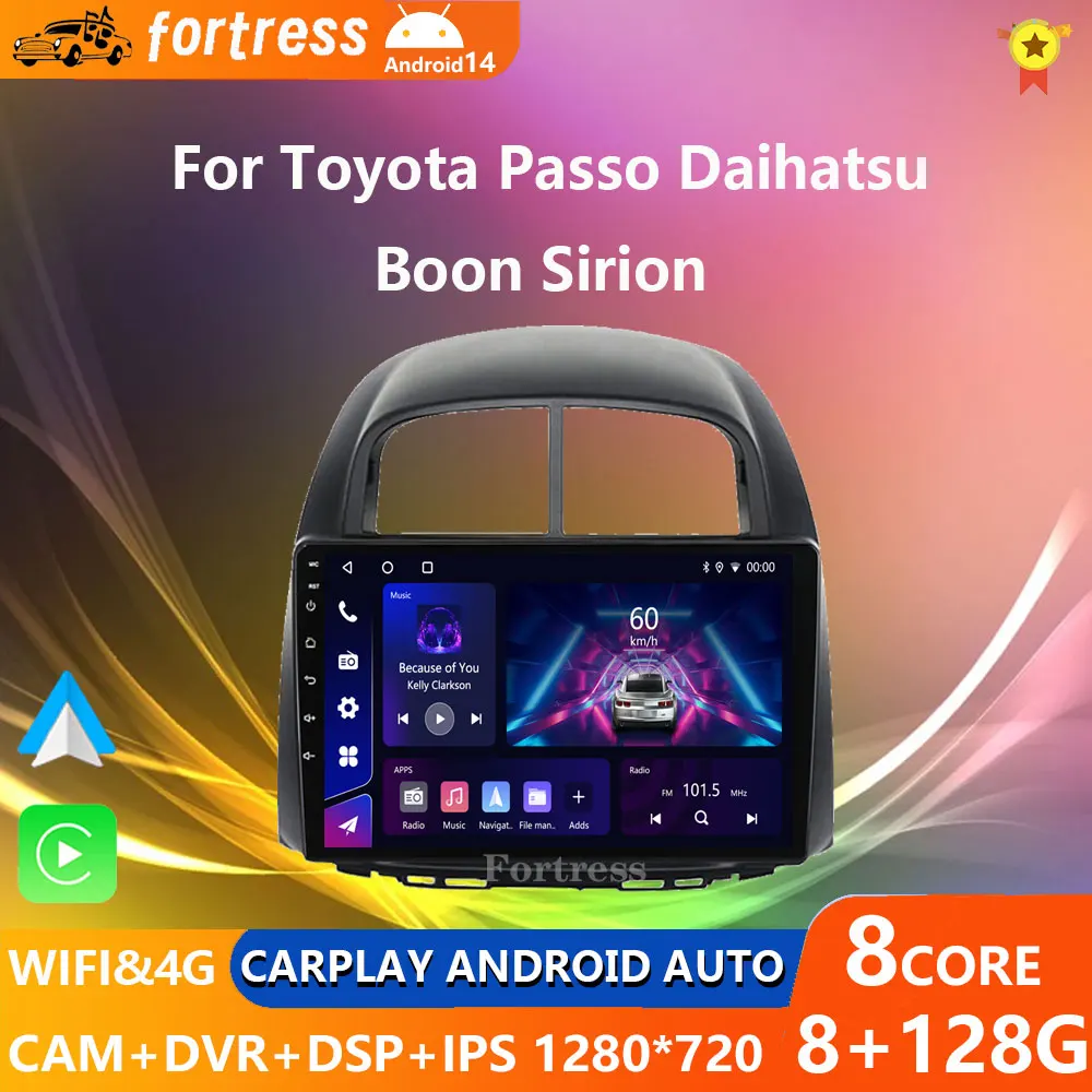 

Android 14 Auto radio Stereo For Toyota Passo Daihatsu Boon Sirion Subaru Justy Perodua Myvi Car Multimedia player Stereo GPS BT