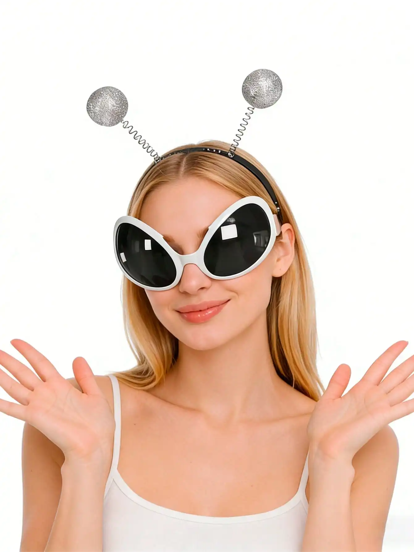 Alien Costume Accessories Set, Novelty Alien Sunglasses + Alien Headband Boppers, Space Theme Party Favors for Halloween Cospla image 6