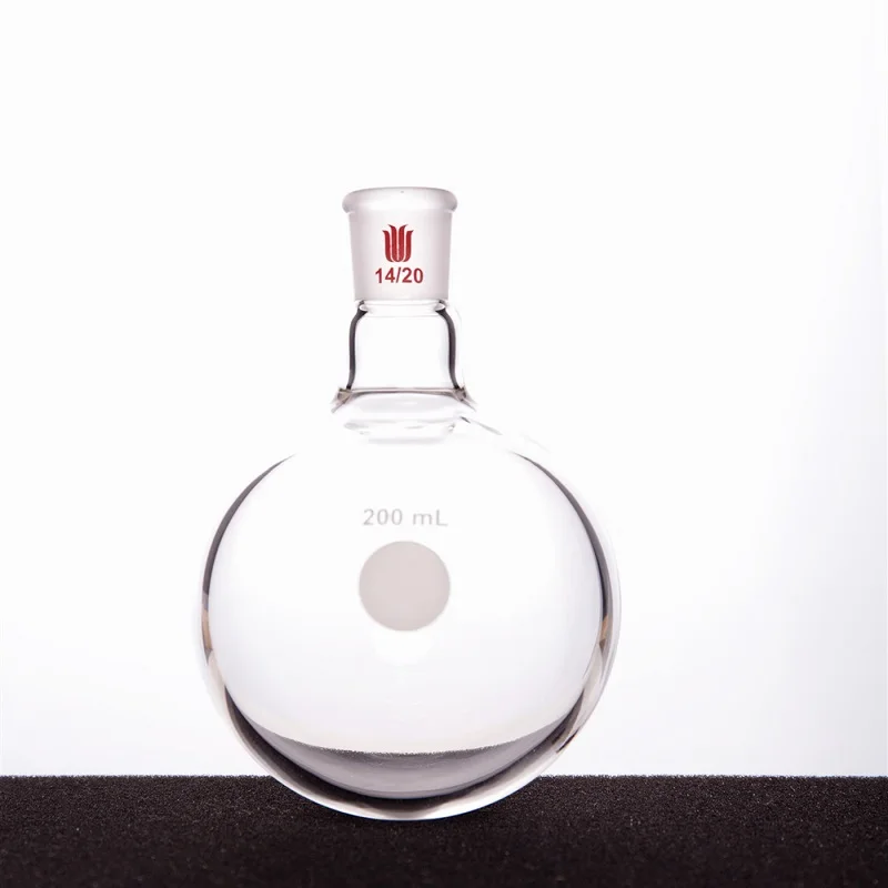 SYNTHWARE-botella de bola de fondo redondo de un solo Cuello, articulación 14/20, capacidad de 5mL-500mL, frasco de vidrio de borosilicato, F301