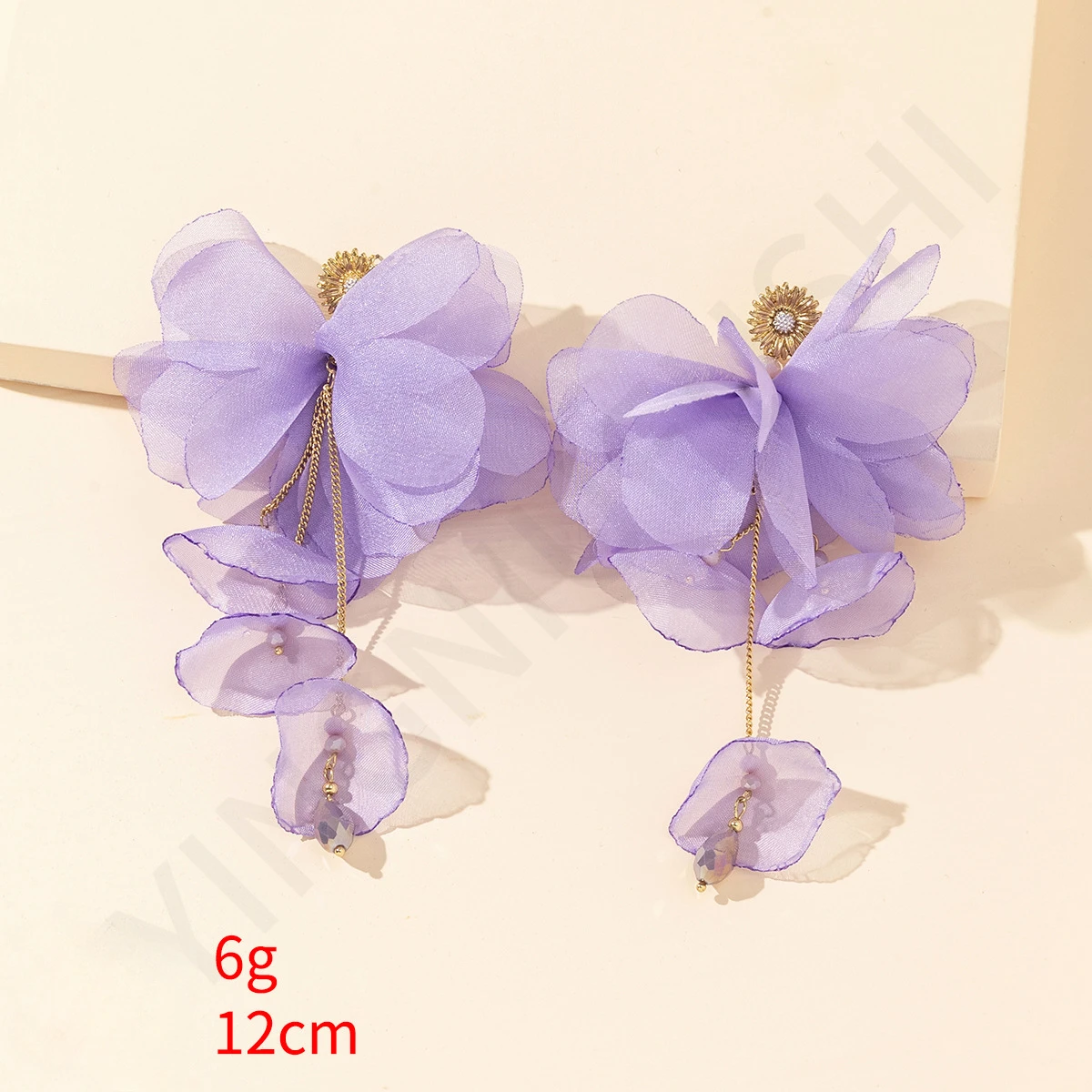 2025 Temperament Fairy Fabric Silk Flower Earrings Long Elegant Beads Tassel Fashion Flower Earrings for Women Chic Jewelry Gift