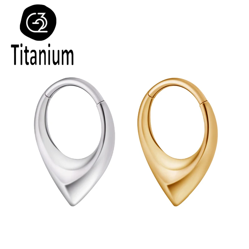 

ASTM F136 G23 Titanium Piercing Jewelry Septum Dripping Water Heart Nose Rings Clicker Tragus Cartilage Helix Earrings Punk Hoop