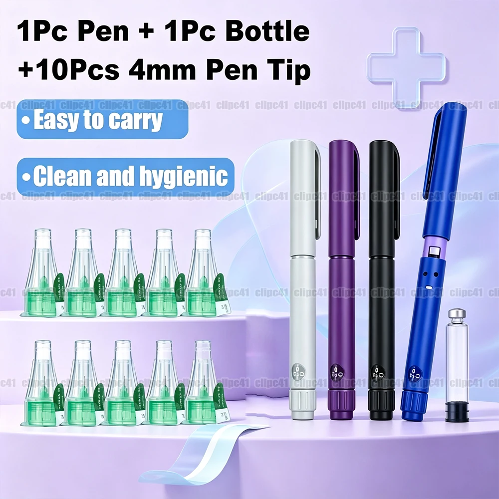 Rotary Push Disposable Sterile Insulin Injection Pen Adjustable Magic Beauty Injection Pen with 1Pc Bottle & 10Pcs 4mm Pen Tips