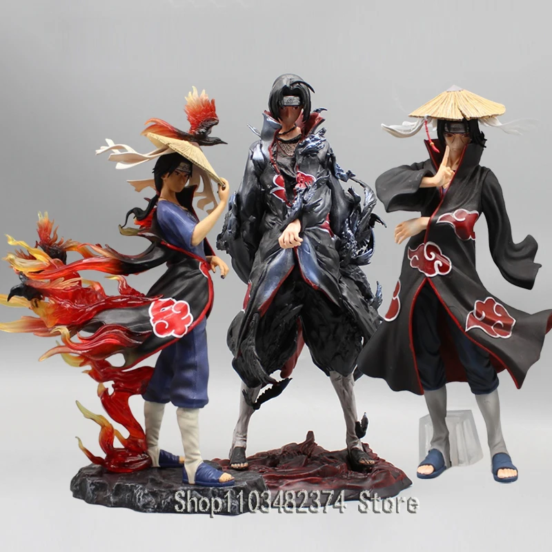 

Naruto Shippuden Toy Hat Uchiha Itachi Figure Akatsuki Figurine GK Doll Itachi Crows Figure Standing Statue PVC Collectible Gift