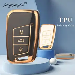 Jingyuqin TPU Smart 3Button obudowa kluczyka do samochodu pokrowiec na VW Volkseagen Passat B8 Magotan do Skoda znakomita A7 Kodiaq pokrowiec na fotel