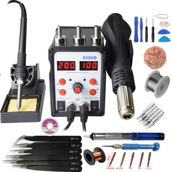 Eruntop 8586D Soldering Station Double Digital Display Electric Soldering Iron Hot Air Heat Gun Upgraded 8586