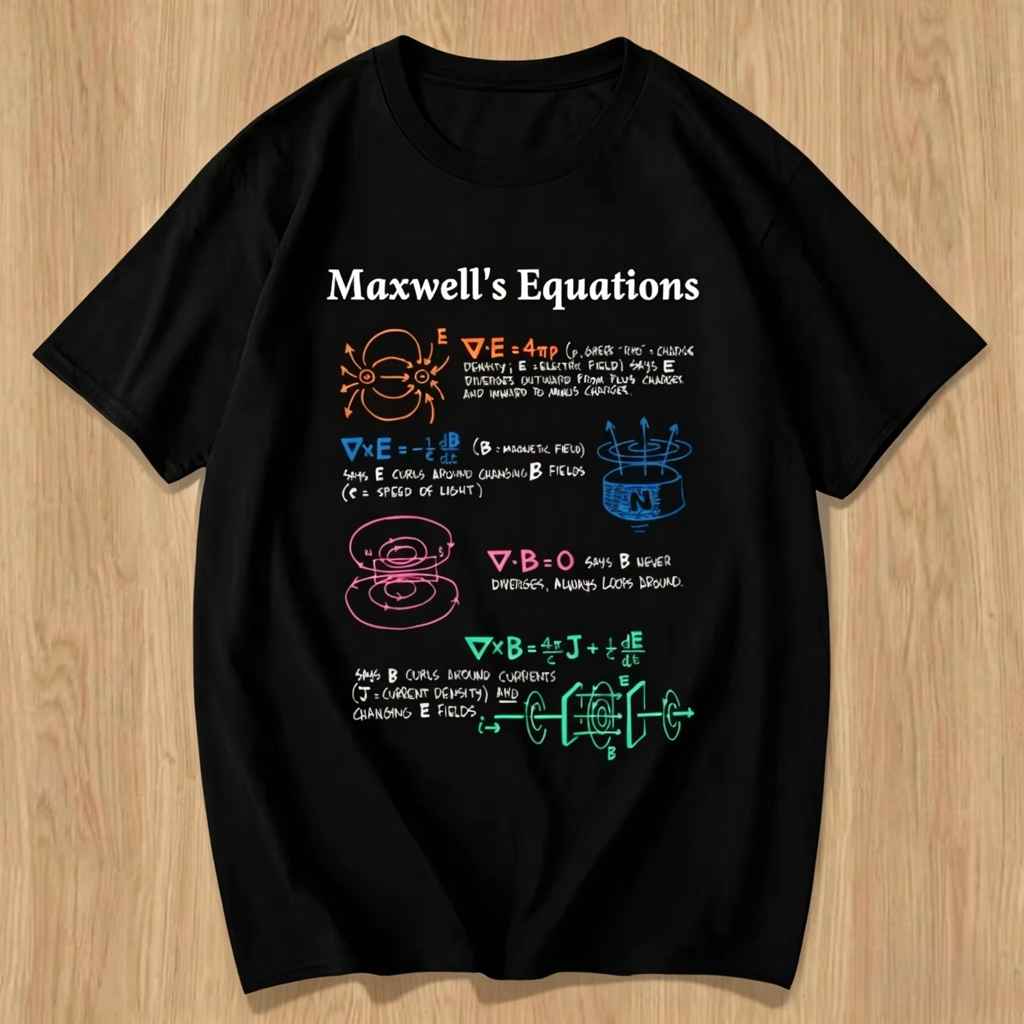 Maxwell Equation Physics Cotton Short Sleeve TShirt Men's Women's Summer T-Shirt Scientific Research Casual Short Sleeve