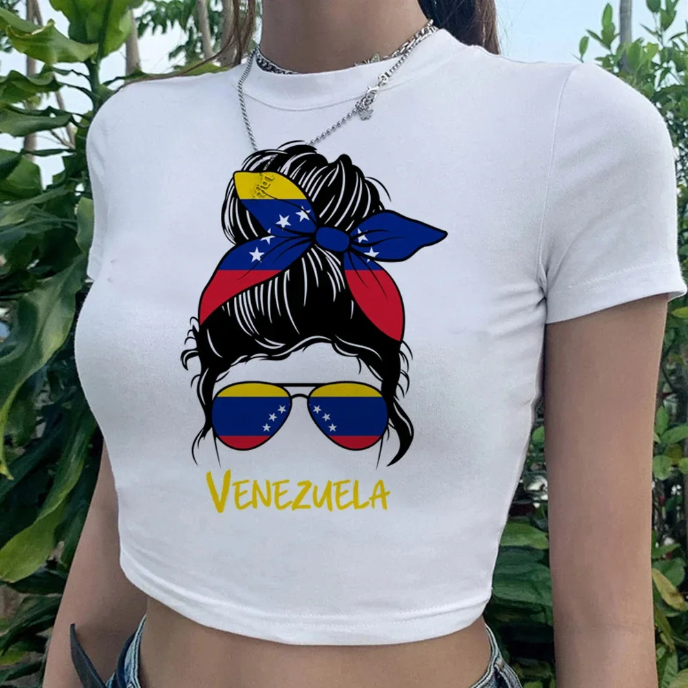 Venezuela 2000s cyber y2k trashy crop top Woman streetwear  vintage aesthetic Kawaii tshirt