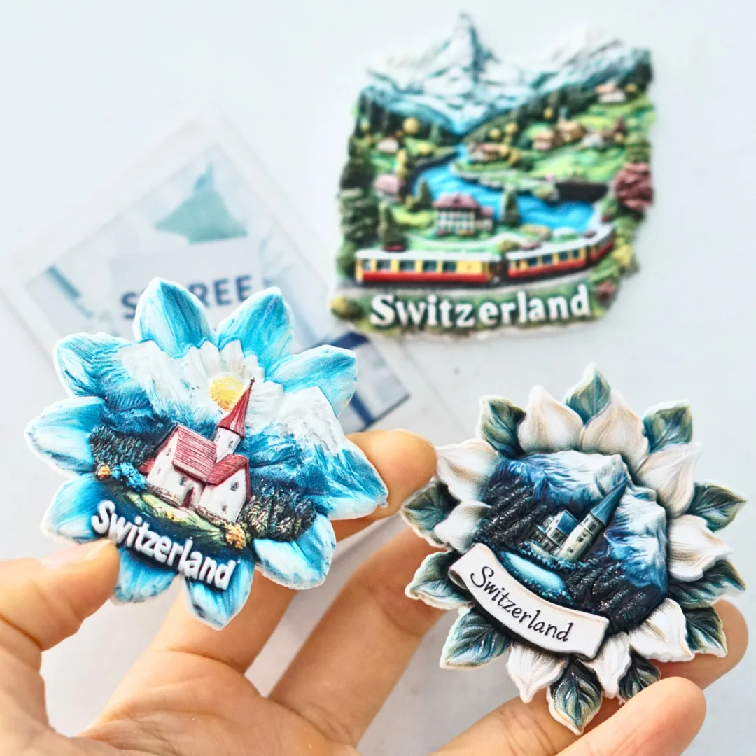 

1pc, Switzerland fridge magnets, Switzerland snow mountain fridge magnets, Switzerland scenery fridge magnets, colorful fridge m