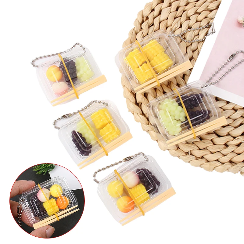 1/12 Dollhouse Miniature Disposable Chopsticks Plastic Cutlery Steamed Corn Fruit Food Mini Lunch Box Model Kid Pretend Play Toy