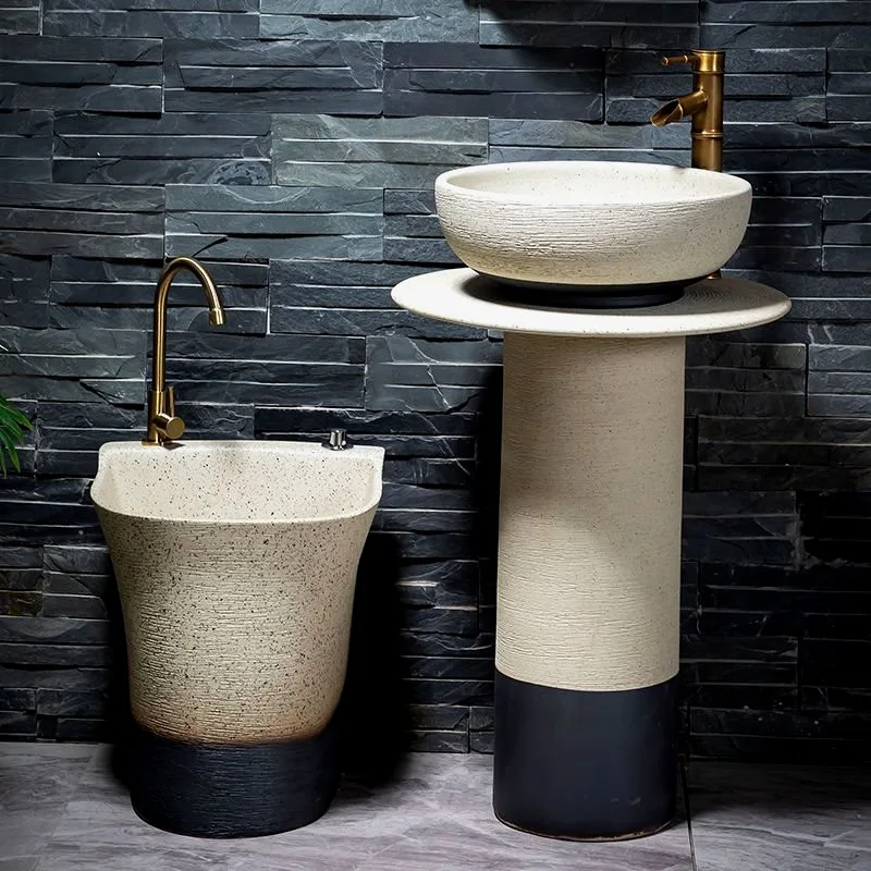 

Column type washbasin Ceramic outdoor washbasin Villa courtyard Pool Outdoor balcony Floor-to-ceiling integrated pillar basin