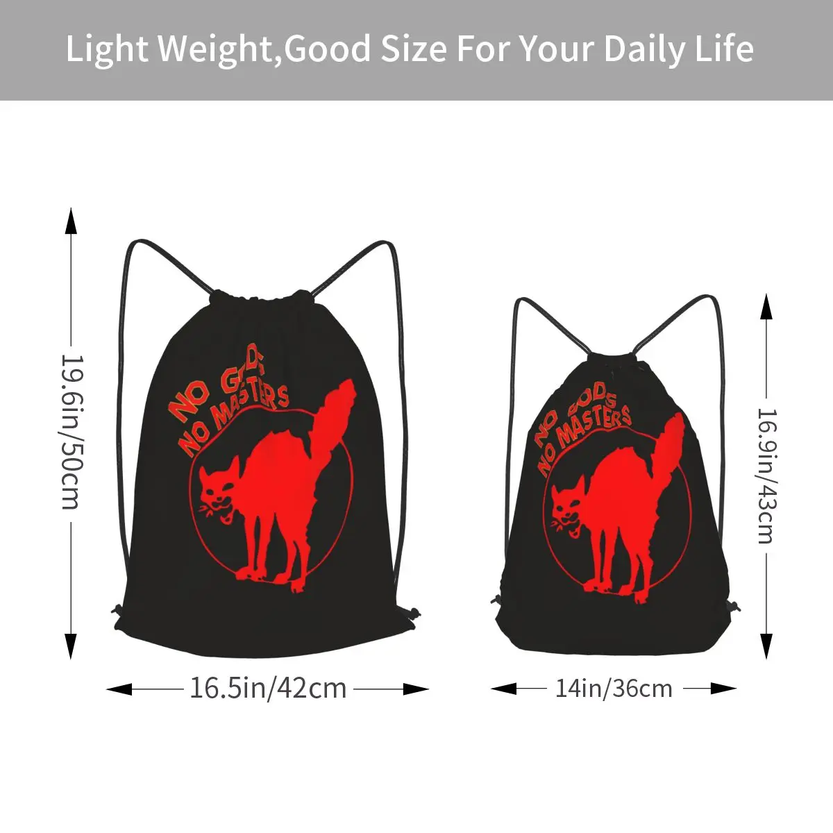 No Gods, No Masters! Anarchist Cat Backpacks Multi-function Drawstring Bags Storage Bag Book Bags for Man Woman Students