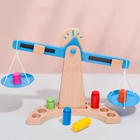1set Wooden Balance Scale, Teaching Aid Math Balance Scales, Fun Early Educational Balance Scale Learning Toys