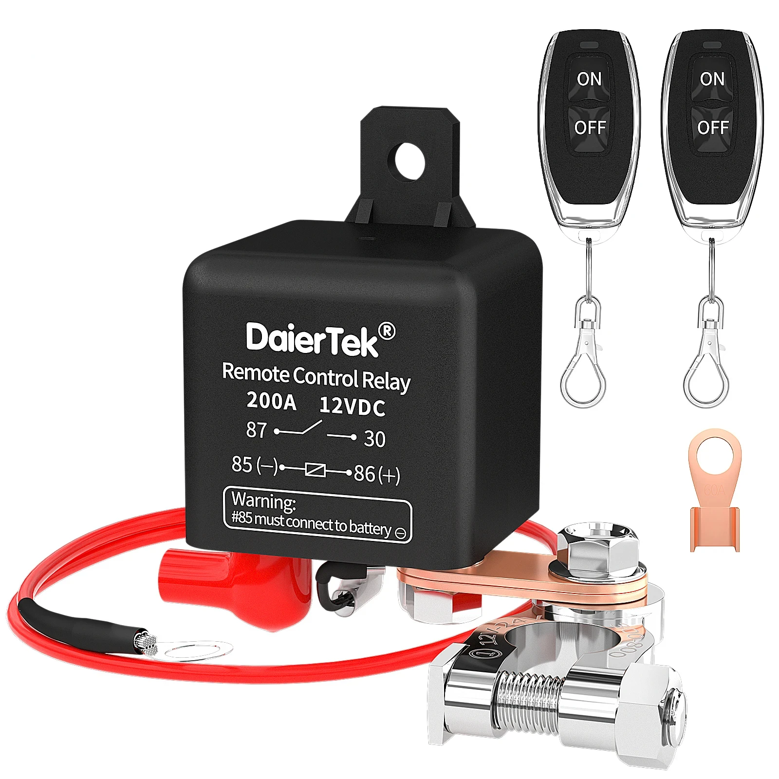 

Battery Switch Relay 12V Remote Control Battery Disconnect Cut Off Isolator Switch Anti-Theft with Remote ControlSwitch