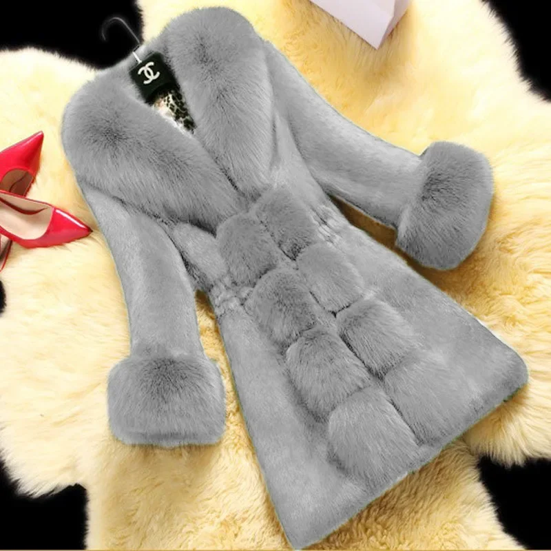 2023 new women\'s coat mid-length new large size fur collar coat