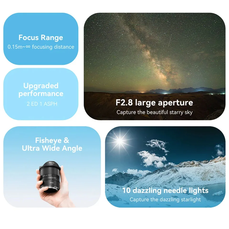 7artisans 10mm F2.8 II Full Frame Super Wide-angle Fisheye Lens Compatible with Nikon Z Canon RF Sony E
