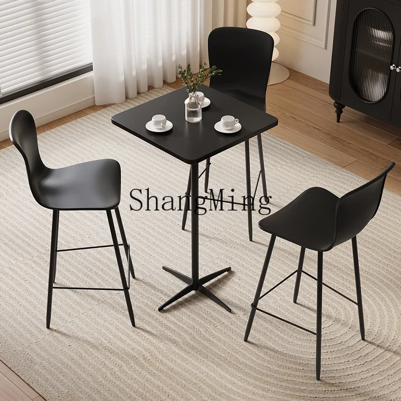 

ZYYmodern minimalist creative metal wrought iron commercial outdoor small square bar high backrest table and chairs