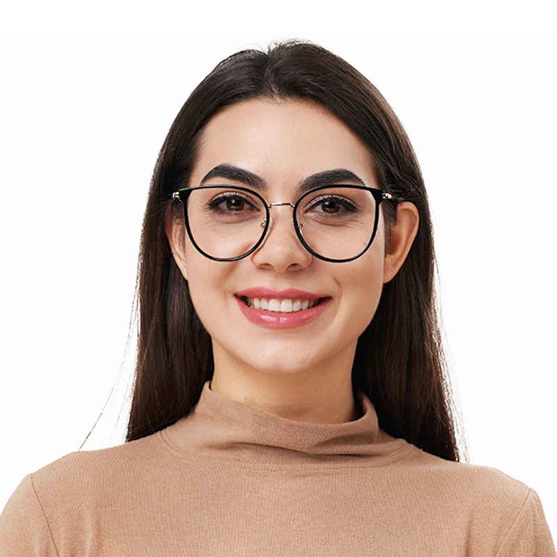 KANSEPT Fashion Women Round Big Face Cat Eyeglasses Frames High Quality Myopia Prescription Glasses Men Vintage