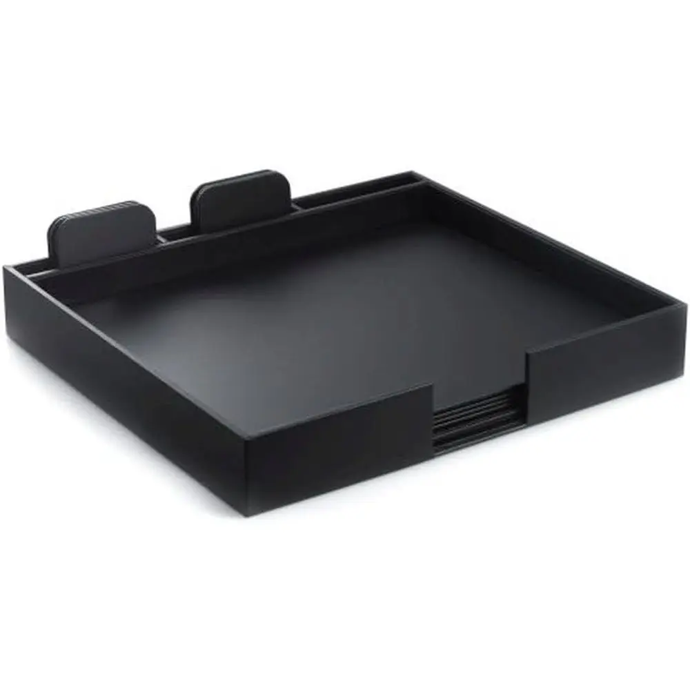 

D453 Black Leather 13 Piece Desk Set with 6-17"x14", 6-4"x4" 1-Conerence Pad & er Holder