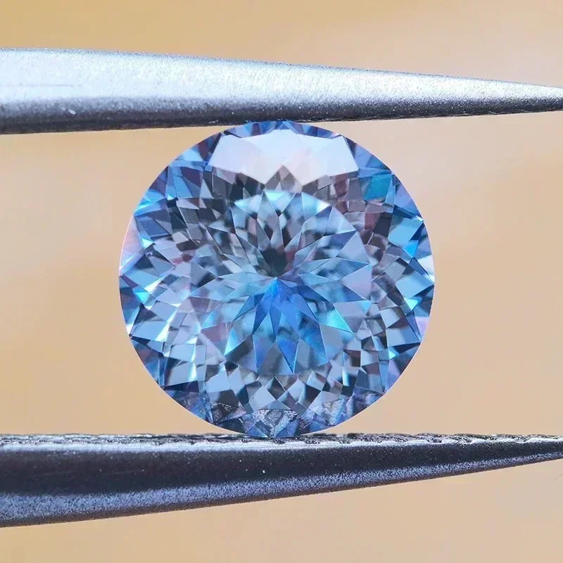

Moissanite Stone Round Shape 100 Faces Cut Ice Blue Colour with GRA Certificate for Charms Beads for jewel making