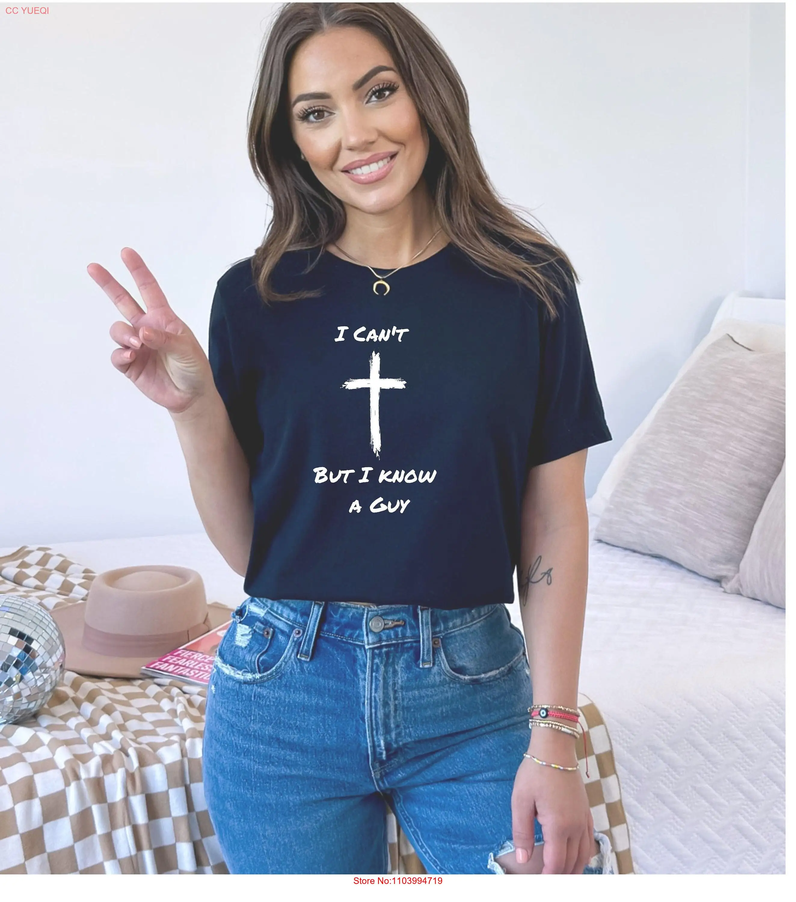 

Христианская футболка Религиозная молитва Вера Женщины Я не могу но знаем a Guy Женский Бог Христос с длинными или короткими рукавами