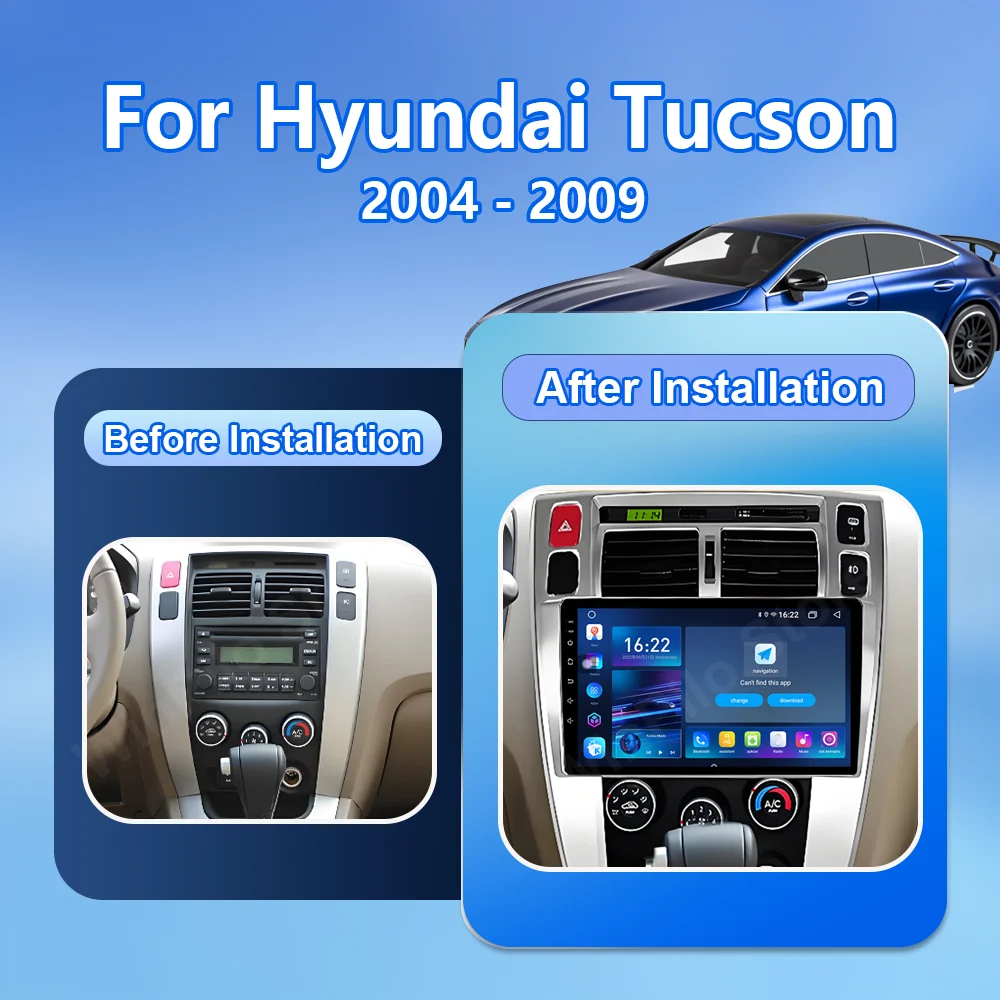 Android 16 Radio Stereo For Hyundai Tucson 2004-2009 Car GPS Navigation Carplay Multimedia Video Player Head Unit Touch Screen
