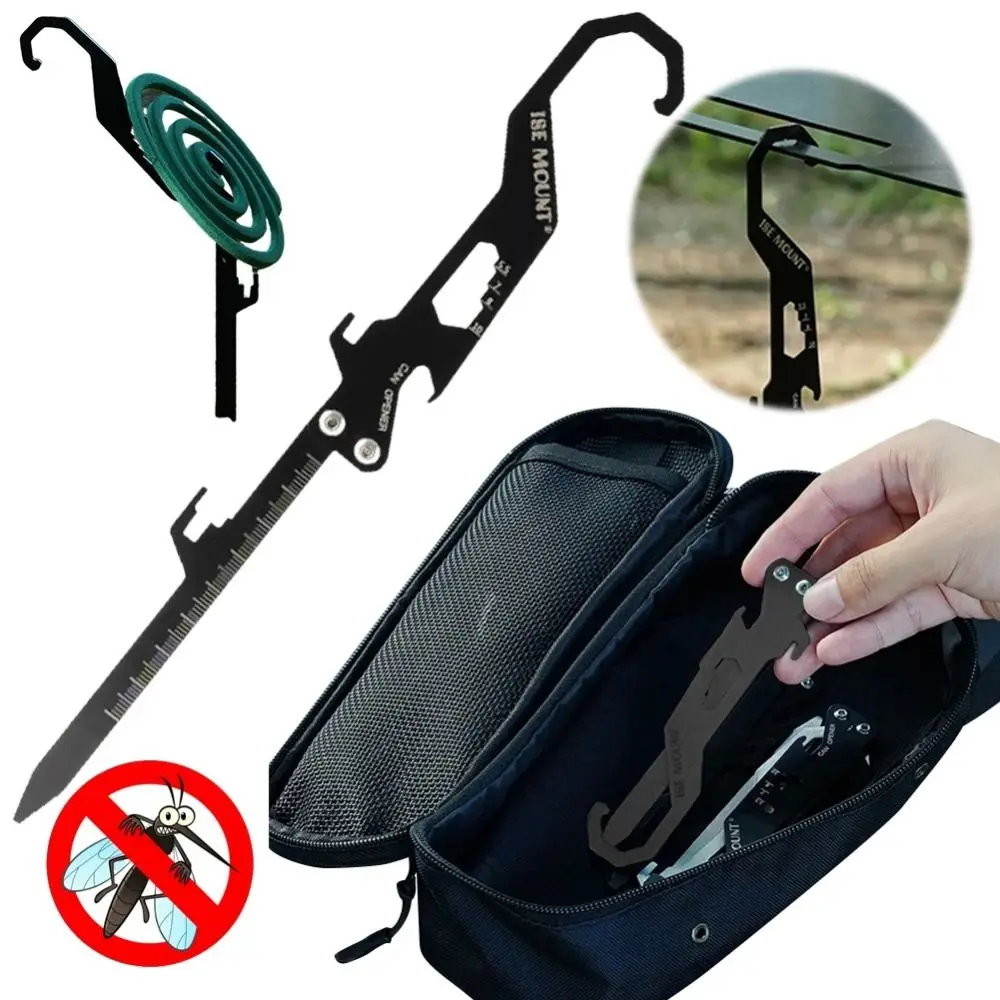 

Creative Tent Ground Stakes Foldable Stainless Steel Mosquito Coil Holder Portable Easy-Grip Outdoor Tent Nail Camping Supplies