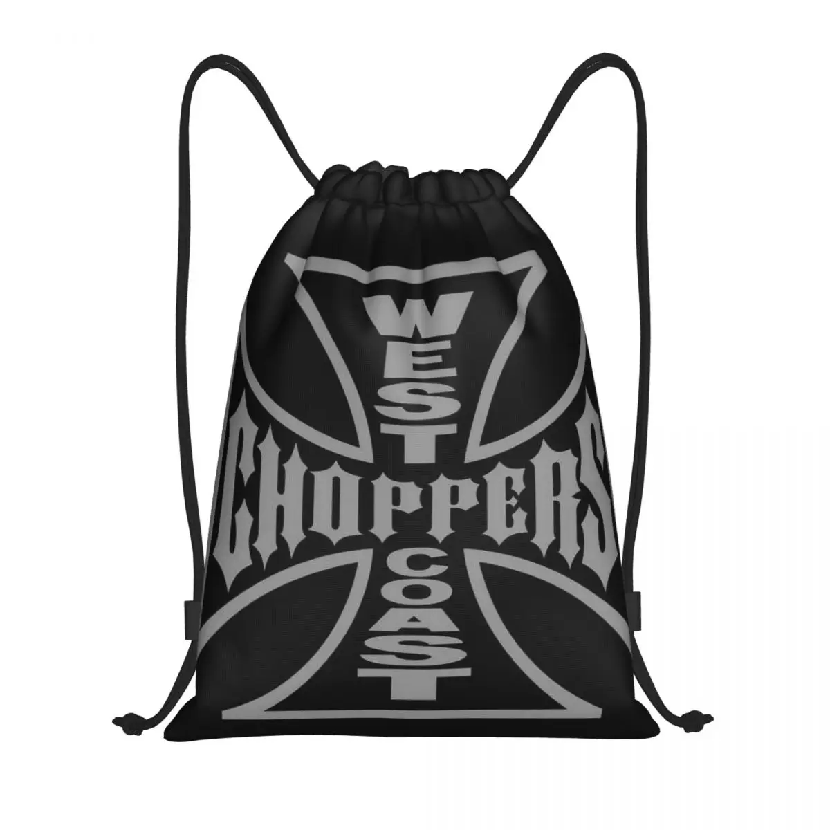 Custom West Coast Iron Cross Choppers Drawstring Backpack Women Men Gym Sport Sackpack Foldable Training Bag Sack