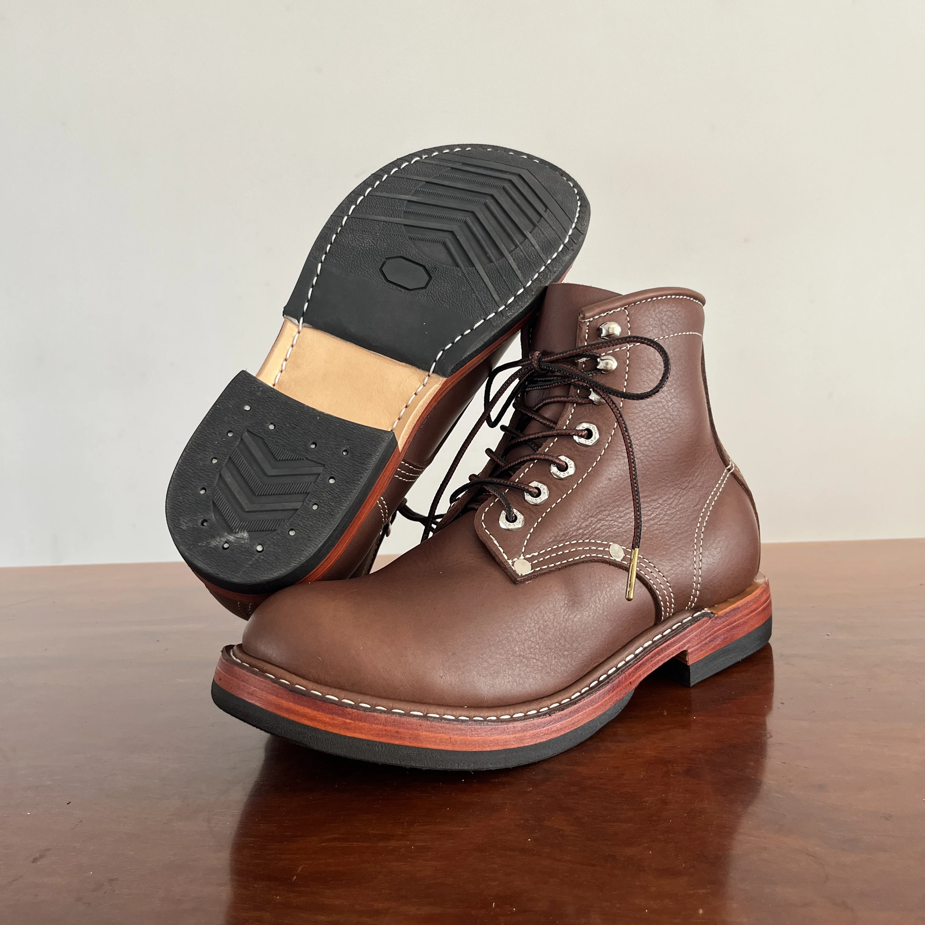 TD421 RockCanRoll Size 35-52 Super Quality Genuine Italian Cow Leather Handmade Durable Goodyear Welted American Work Boots
