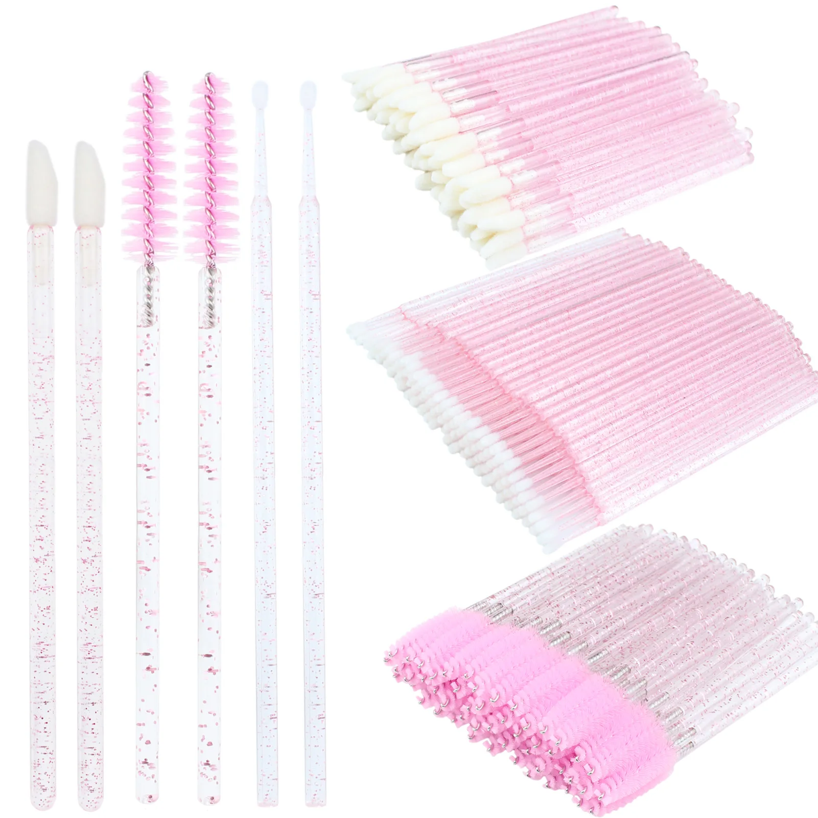 200pcs Disposable Brushes Set Mascara Wands Lip Brushes Microbrush Applicator Swab for Eyelash Extension Eyebrow Makeup Tools