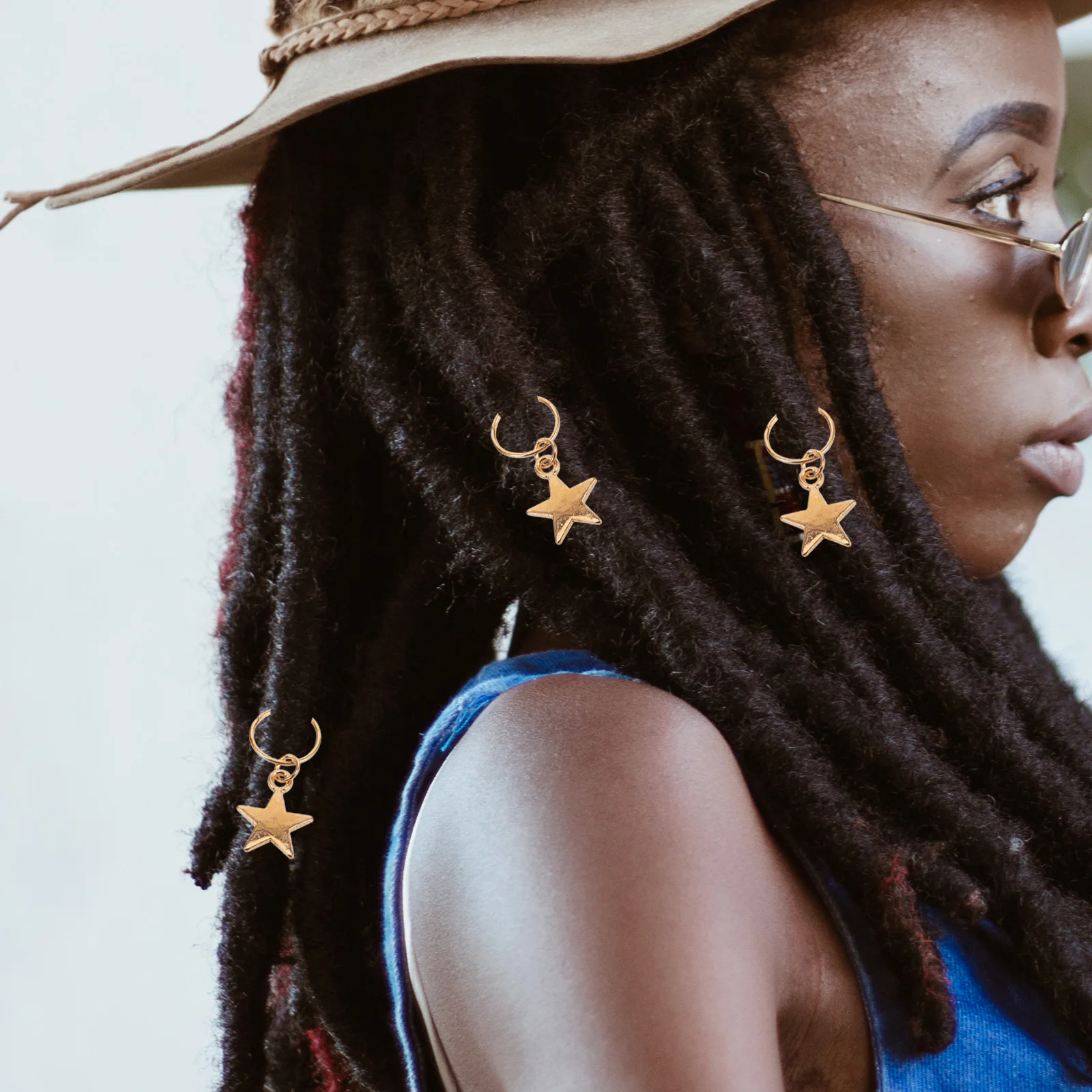 

20 Pcs Dreadlocks Hair Extension Ring Star Alloy Pendant Necklace Clips Beach Jewelry Bag Charm Golden DIY Accessories