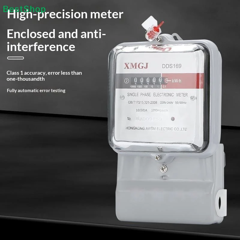 Single Phase Digital Kilowatt Hour Meter High Accuracy Anti Theft Design For Home Rental Power Usage Monitoring
