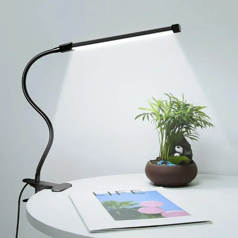 LED clip type desk lamp, student dormitory, bedroom, desktop, bedside reading lamp, eye protection small desk lamp, black