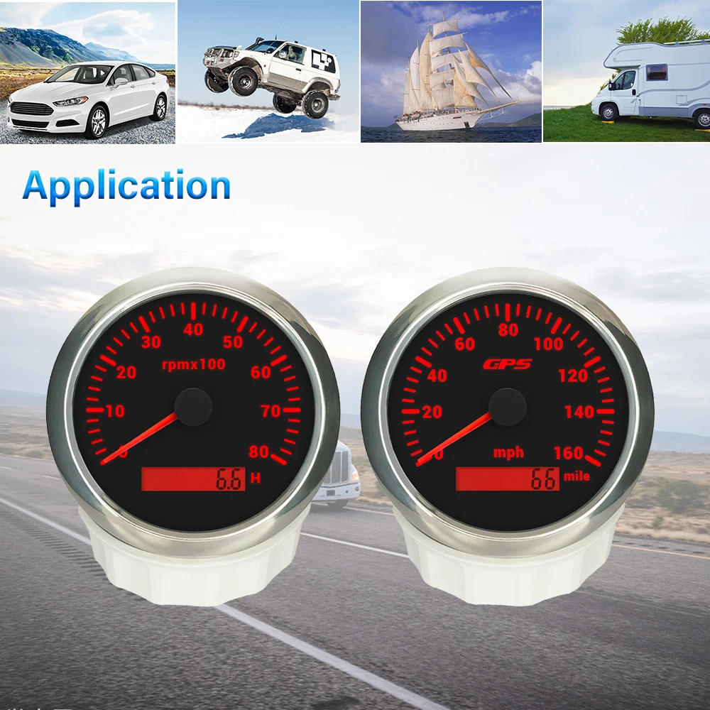 

Набор датчиков Rhaxel 85 мм GPS-спидометр 0-30MPH 160M с тахометром 0-3000 об/мин 0-8000 об/мин счетчик REV 12 В 24 В для кораблей автомобиля грузовика